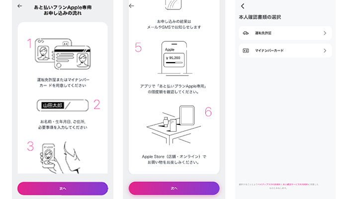 ペイディあと払いプランApple専用の本人確認手続き